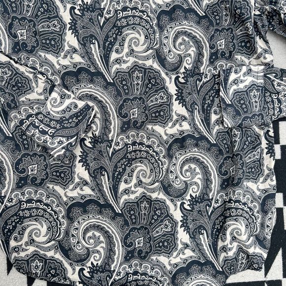 J Crew Collection Shirt Womens Size 2 Button Up Blouse Blue Paisley Long Sleeve - Picture 14 of 14